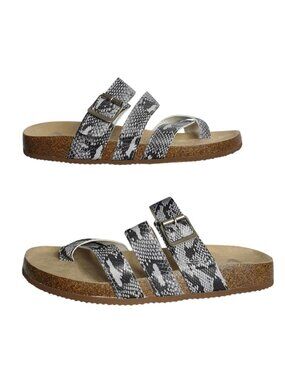 O'Rageous Womens 10 Slip-On Sandals Snake Print Buckle Strap Open Toe Flats